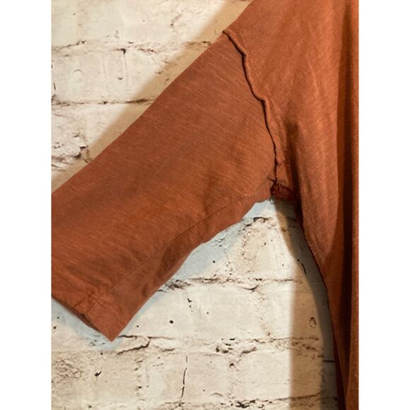 Jess & Jane Top Womens Small Rust Brown Hi Low Frayed Hem Edges Lagenlook Artsy - Picture 12 of 12